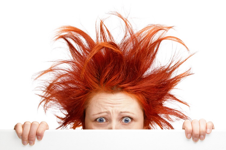 lady with crazy red hairstyle