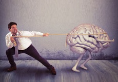 A man fighting with a brain